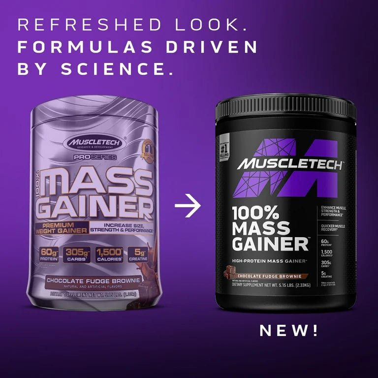 Muscletech Pro Series 100% Mass Gainer Protein Powder, Chocolate Fudge Brownie, 60g Protein, 5.15lbs/82.4oz/2.33kg Exp - Ome's Beauty Mart