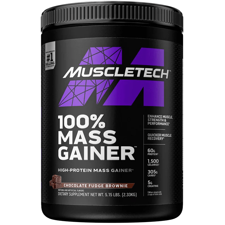 Muscletech Pro Series 100% Mass Gainer Protein Powder, Chocolate Fudge Brownie, 60g Protein, 5.15lbs/82.4oz/2.33kg Exp - Ome's Beauty Mart