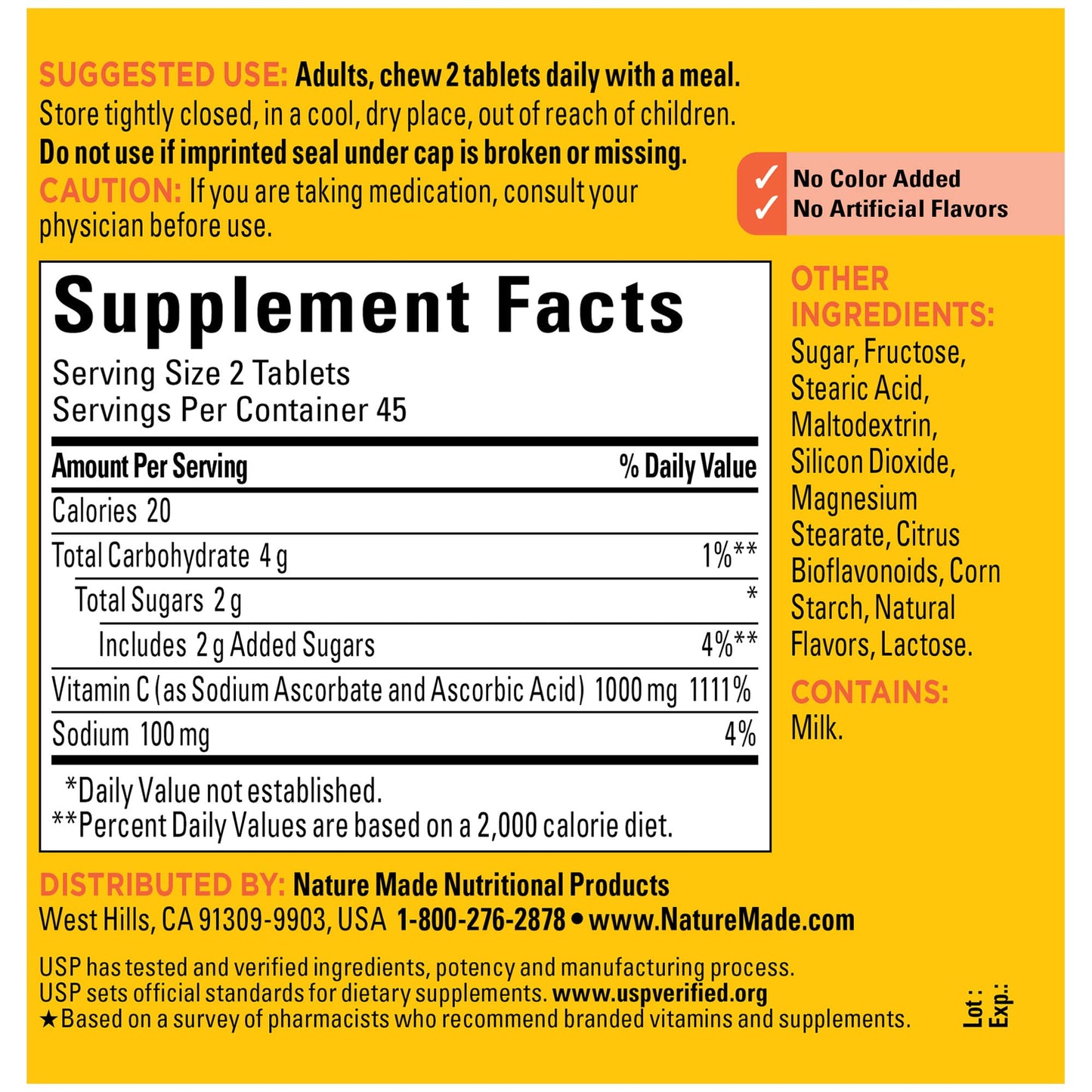 Nature Made Extra Strength Chewable Vitamin C 1000 mg per serving | Immune Support | 90 Tablets Exp Nov 2025 - Ome's Beauty Mart