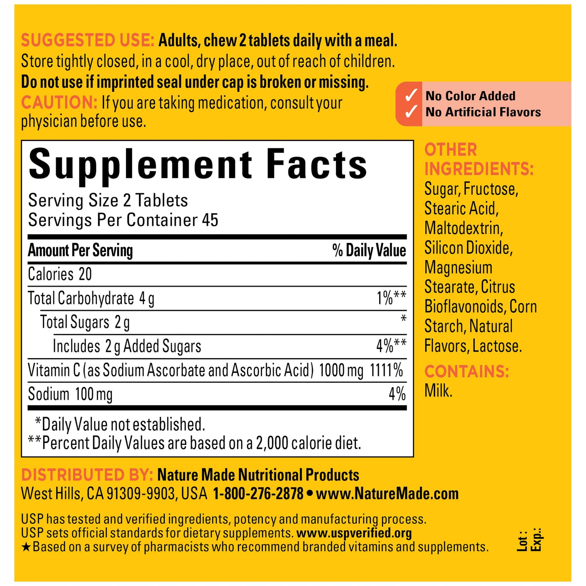 Nature Made Extra Strength Chewable Vitamin C 1000 mg per serving | Immune Support | 90 Tablets Exp Nov 2025 - Ome's Beauty Mart
