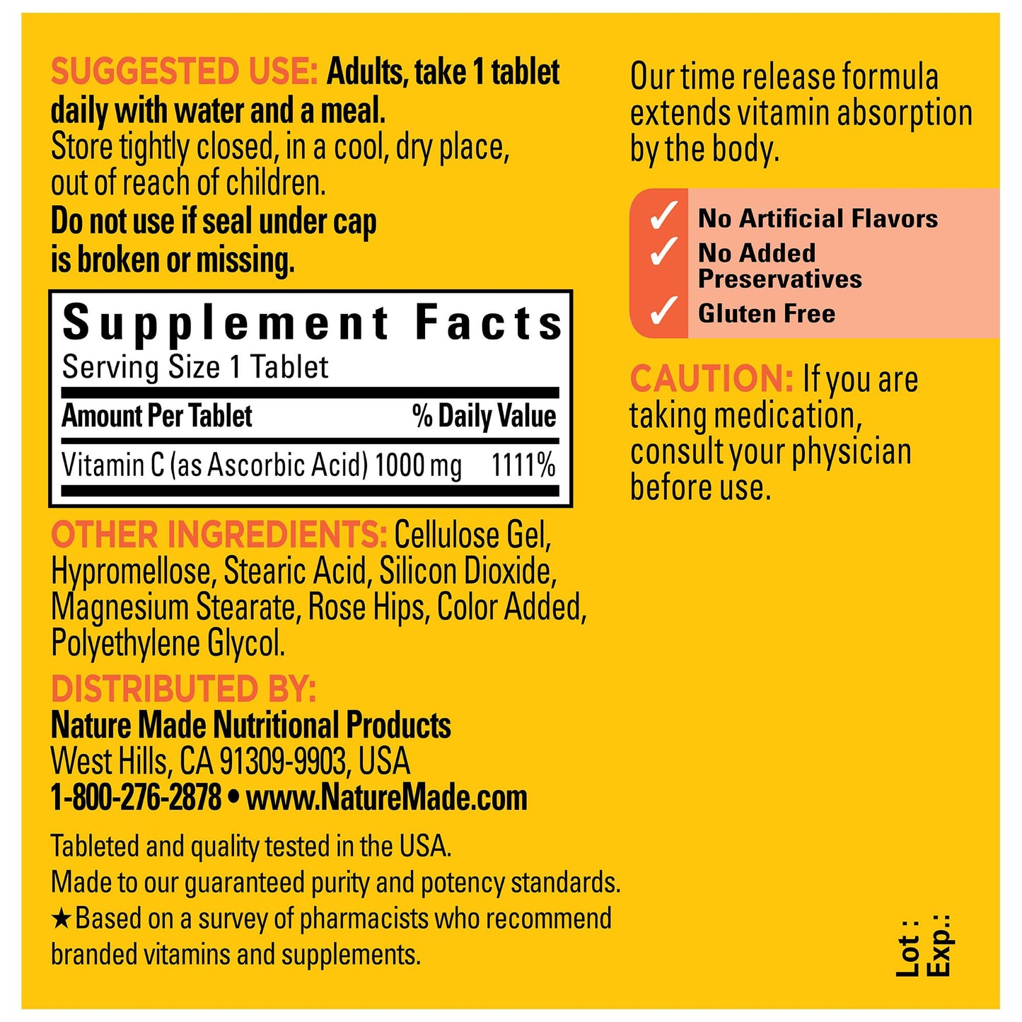 Nature Made Time Release Vitamin C 1000mg with Rose Hips | Immune Support | 60 Tablets Exp Jun/2027 - Ome's Beauty Mart