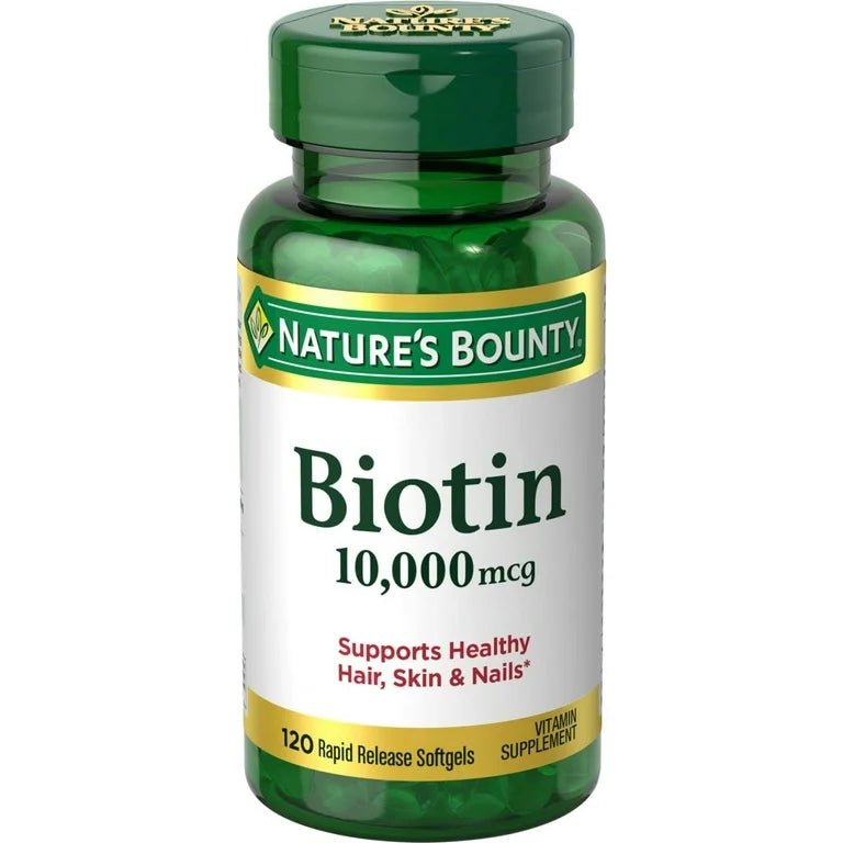 Nature’s Bounty Biotin 10000mcg | Supports Healthy Hair, Skin and Nails | 120 Rapid Release Softgels Exp 03/2026 - Ome's Beauty Mart