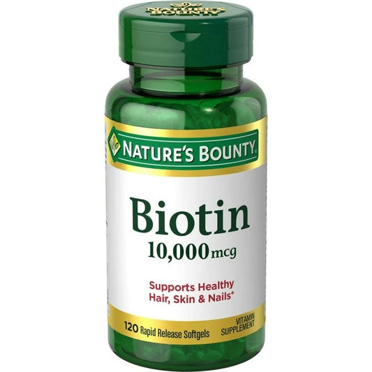 Nature’s Bounty Biotin 10000mcg | Supports Healthy Hair, Skin and Nails | 120 Rapid Release Softgels Exp 03/2026 - Ome's Beauty Mart