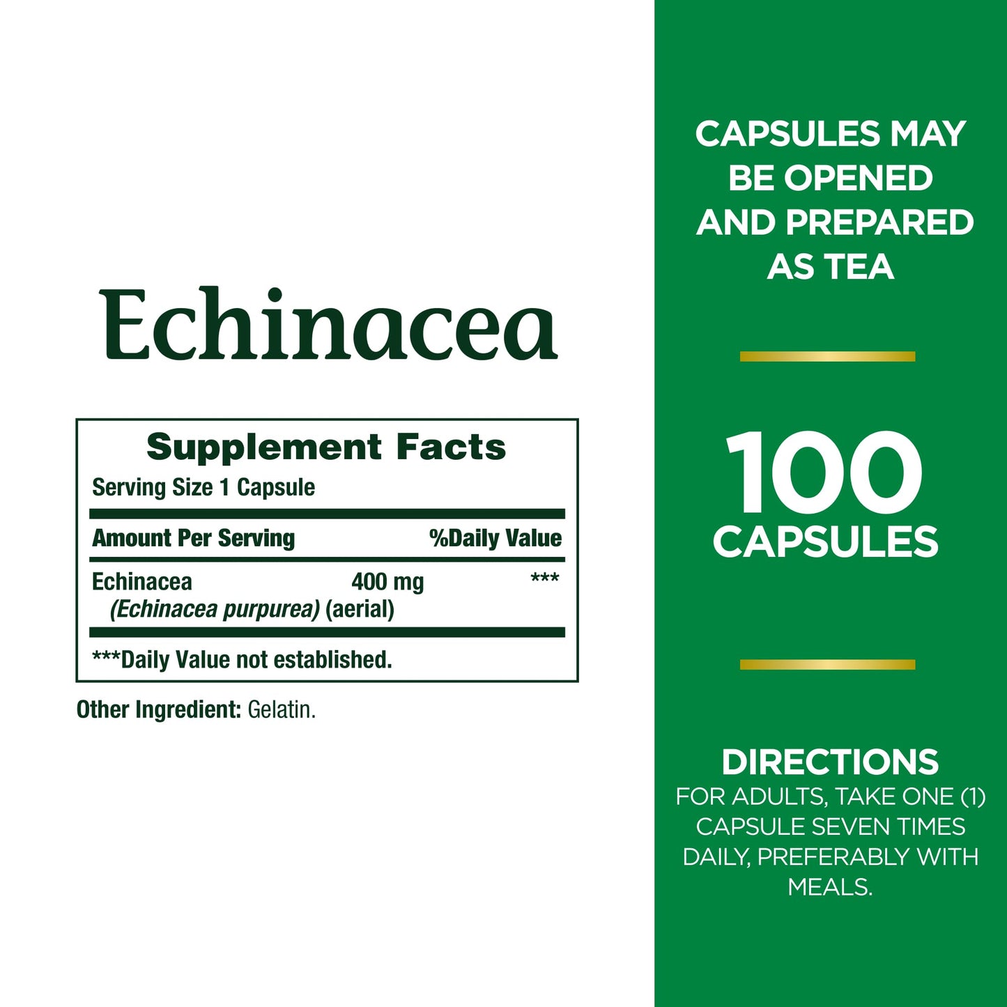 Nature's Bounty Echinacea 400mg | Supports Immune Health | 100 Capsules Exp 02/2026 - Ome's Beauty Mart