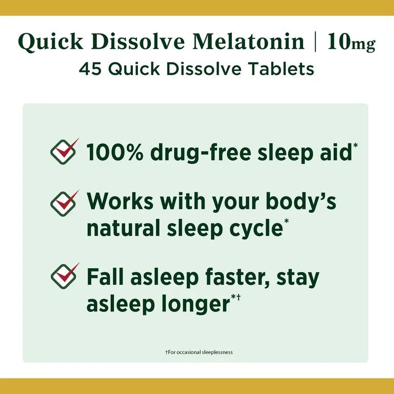 Nature's Bounty Melatonin 10mg | Promotes Sleep and Relaxation | 45 Quick Dissolve Tablets Exp 7/2026 - Ome's Beauty Mart