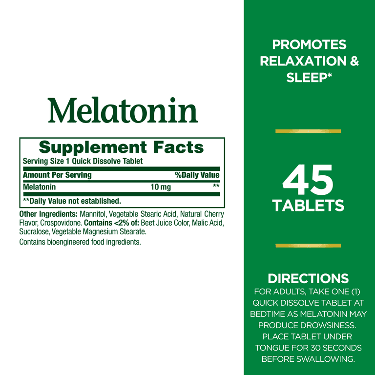 Nature's Bounty Melatonin 10mg | Promotes Sleep and Relaxation | 45 Quick Dissolve Tablets Exp 7/2026 - Ome's Beauty Mart