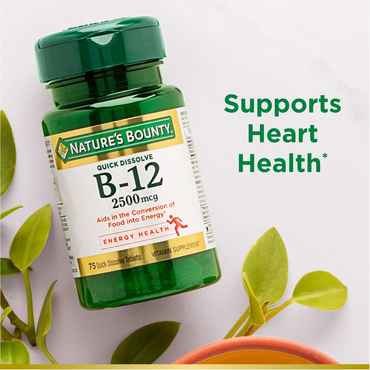 Nature's Bounty Vitamin B12 2500 mcg | Cellular Energy Support | For Energy Metabolism | Supports Heart & Nervous System Health | 75 Quick Dissolve Tablets Exp 09/2025 - Ome's Beauty Mart