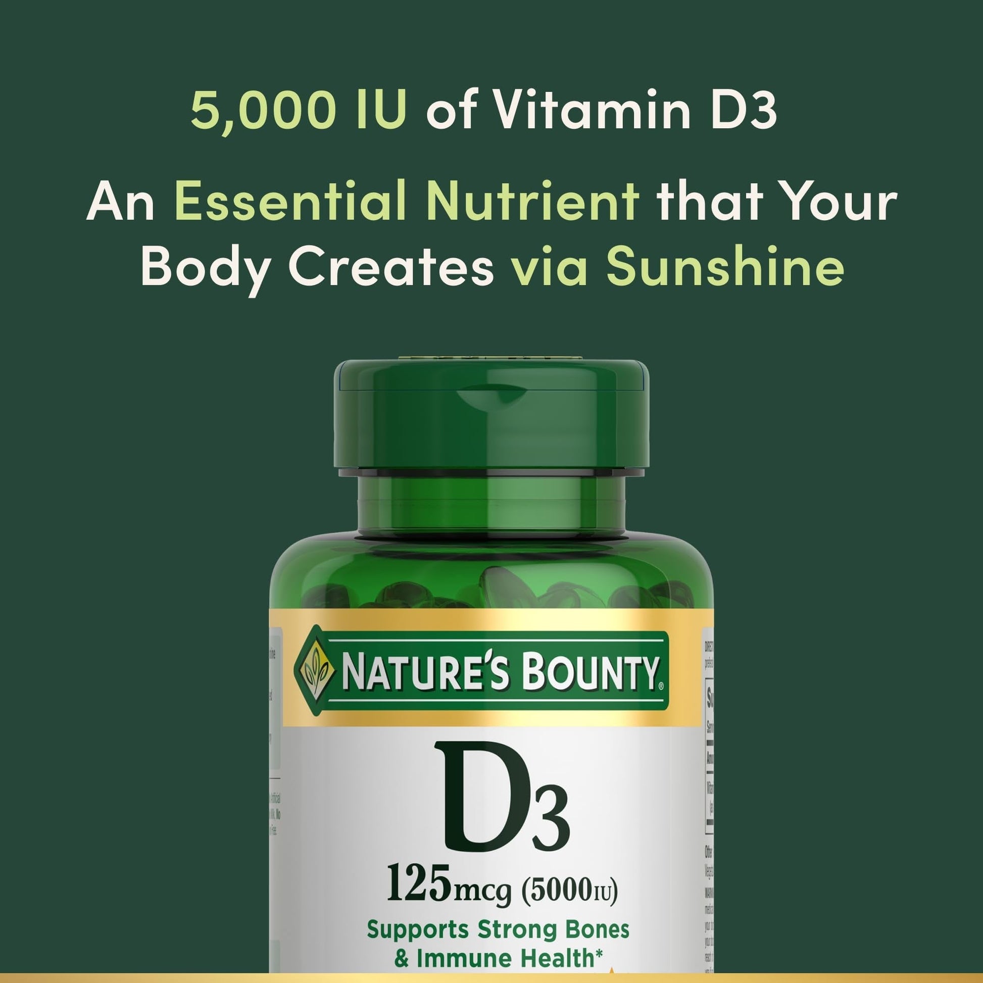 Nature's Bounty Vitamin D3 125 mcg (5000iu) | Immune Support | 240 Rapid Release Softgels Exp SMUDGED 05/2026 (See last picture) - Ome's Beauty Mart