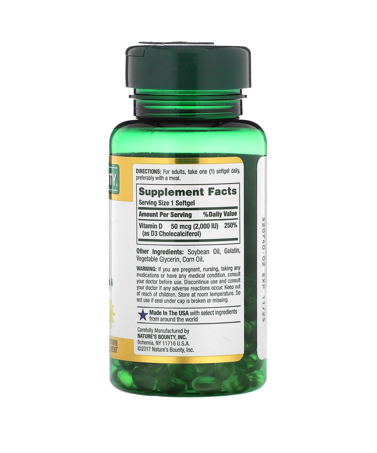 Nature's Bounty Vitamin D3 50mcg, 2000IU | Hormonal and Immune Support | 150 Rapid Release Softgels Exp 12/2024 - Ome's Beauty Mart