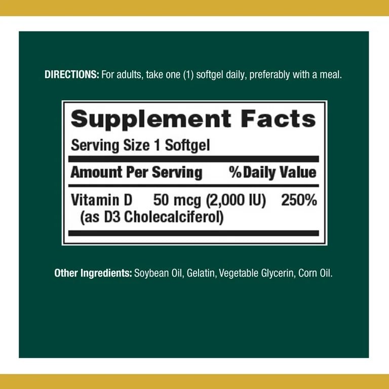 Nature's Bounty Vitamin D3 50mcg, 2000IU | Hormonal and Immune Support | 150 Rapid Release Softgels Exp 12/2024 - Ome's Beauty Mart