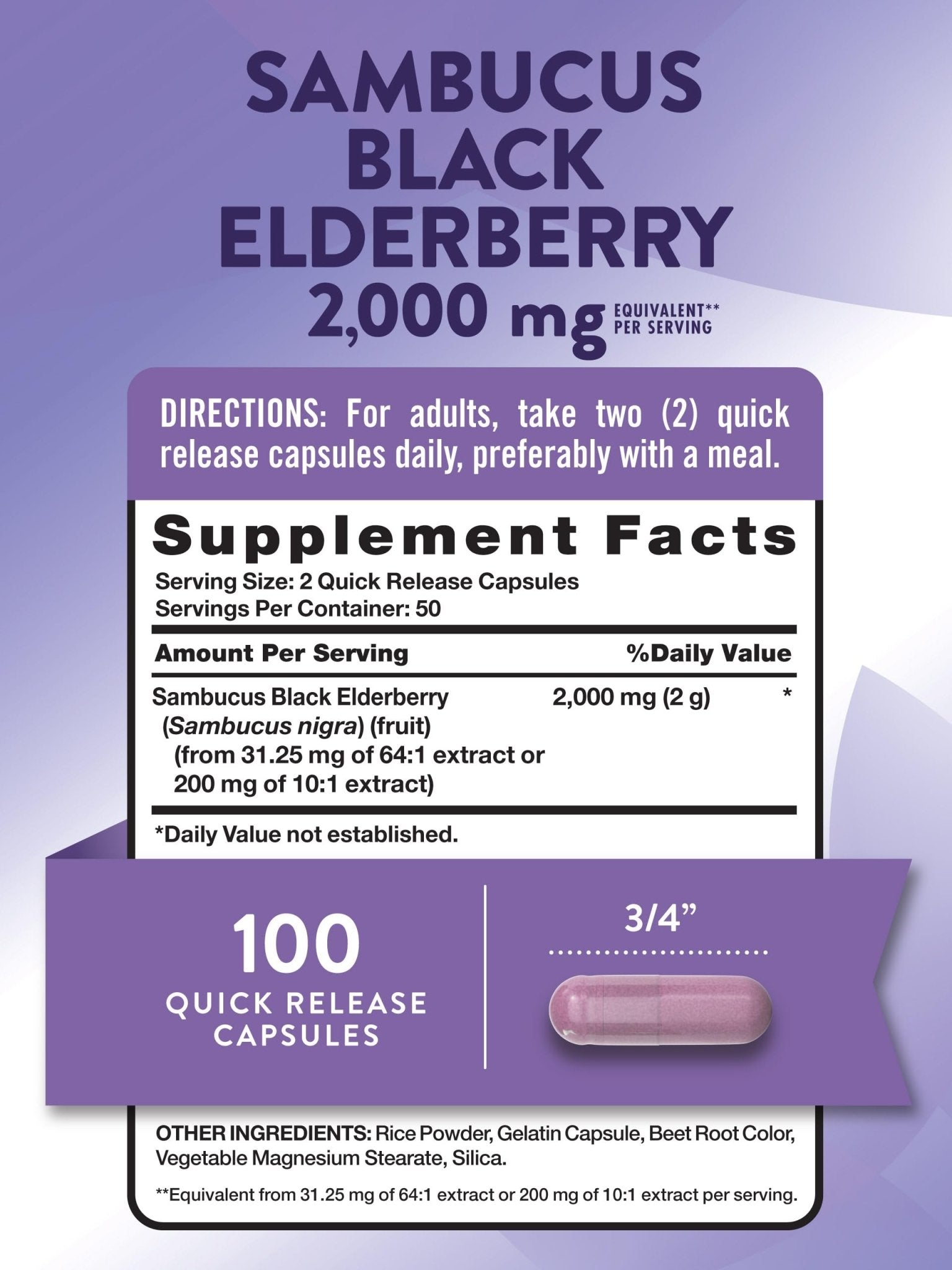Nature's Truth Black Elderberry | Super Concentrated Sambucus Extract | 100 Capsules Exp 07/2026 - Ome's Beauty Mart