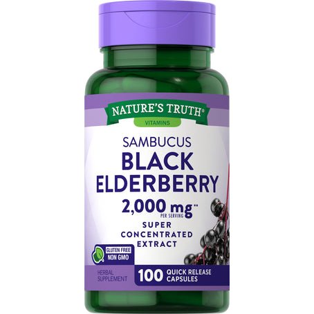 Nature's Truth Black Elderberry | Super Concentrated Sambucus Extract | 100 Capsules Exp 07/2026 - Ome's Beauty Mart