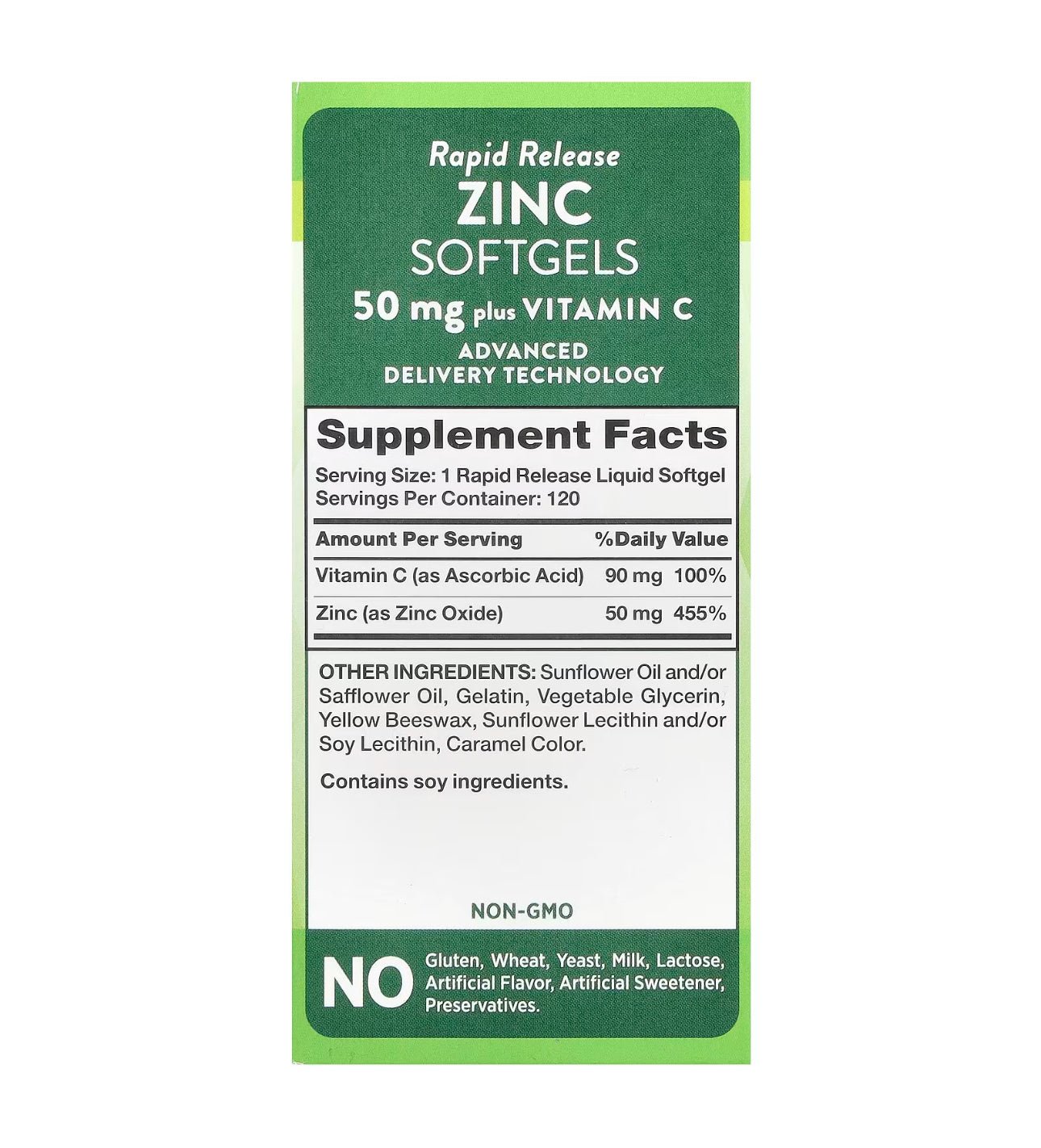 Nature's Truth Zinc with Vitamin C | Zinc Oxide 50mg | 120 Softgels Exp 08/2025 - Ome's Beauty Mart