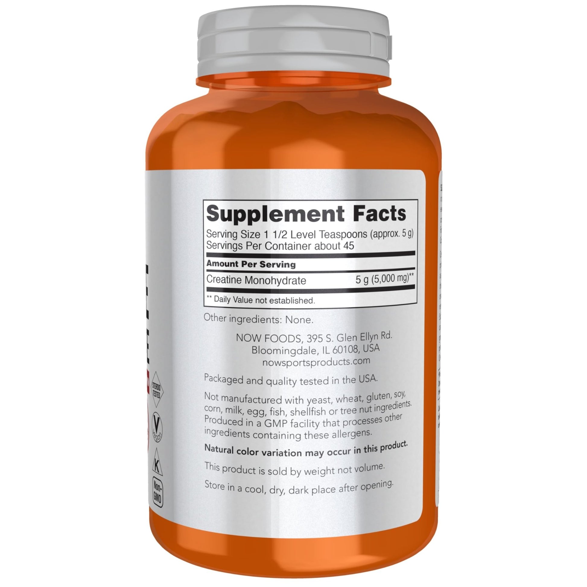 NOW Creatine Monohydrate 5g (5000mg) Powder | Mass Building & Energy Production | 45 Servings | 8oz/227g Exp 11/2027 - Ome's Beauty Mart