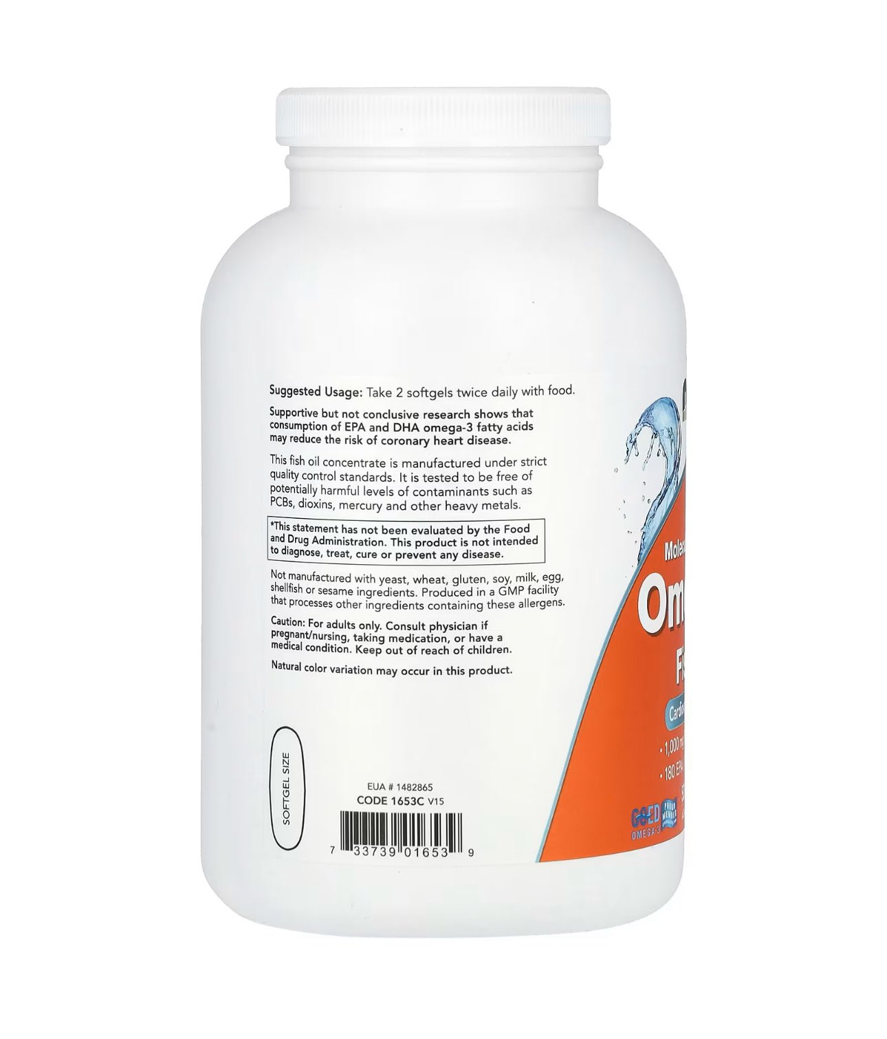 NOW Fish Oil Omega - 3 180 EPA / 120 DHA | 1000 mg per Softgel | Almost 17 Months Supply (Great for Couples to Split) | 500 Softgels Exp 01/2027 - Ome's Beauty Mart