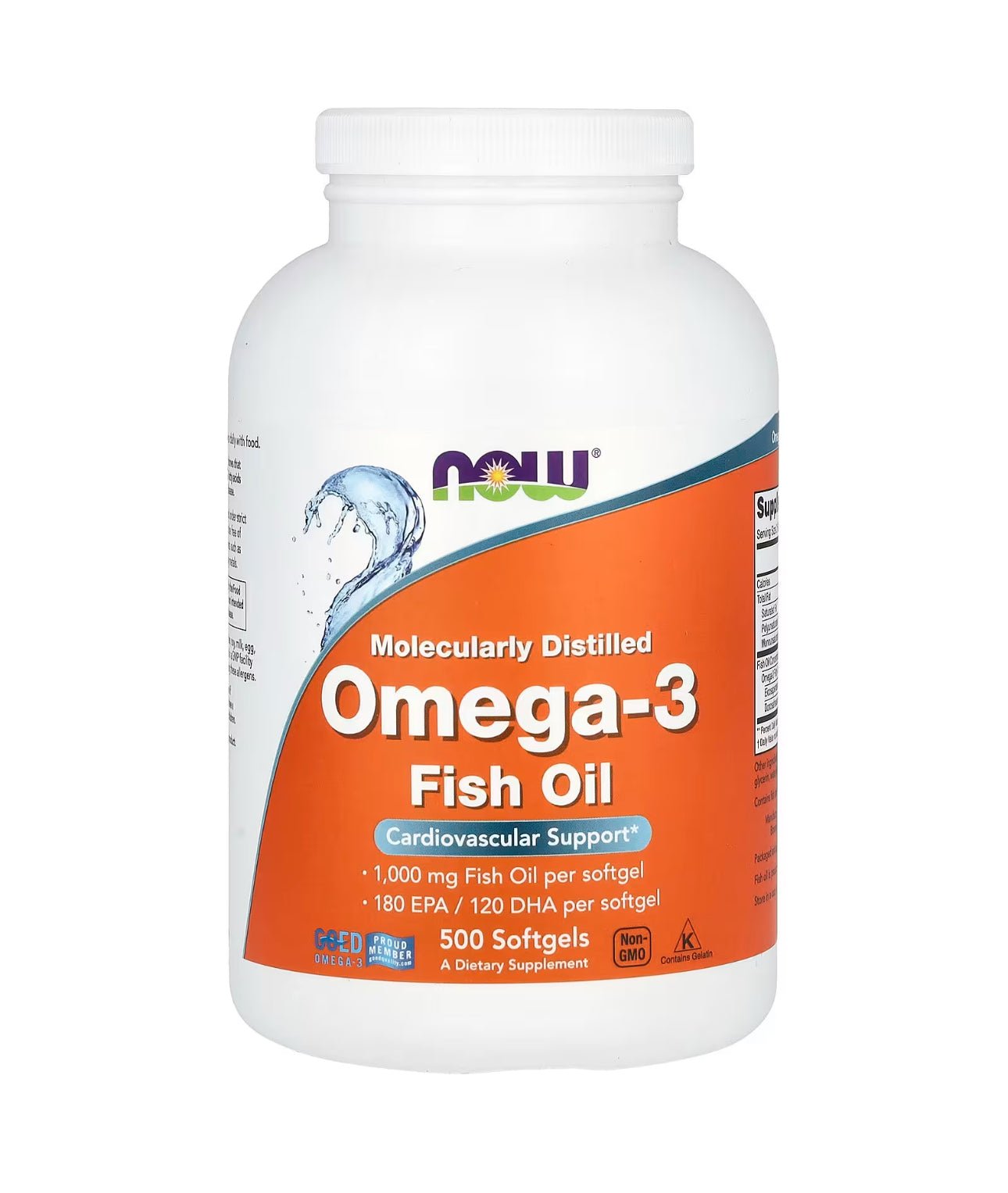 NOW Fish Oil Omega - 3 180 EPA / 120 DHA | 1000 mg per Softgel | Almost 17 Months Supply (Great for Couples to Split) | 500 Softgels Exp 01/2027 - Ome's Beauty Mart
