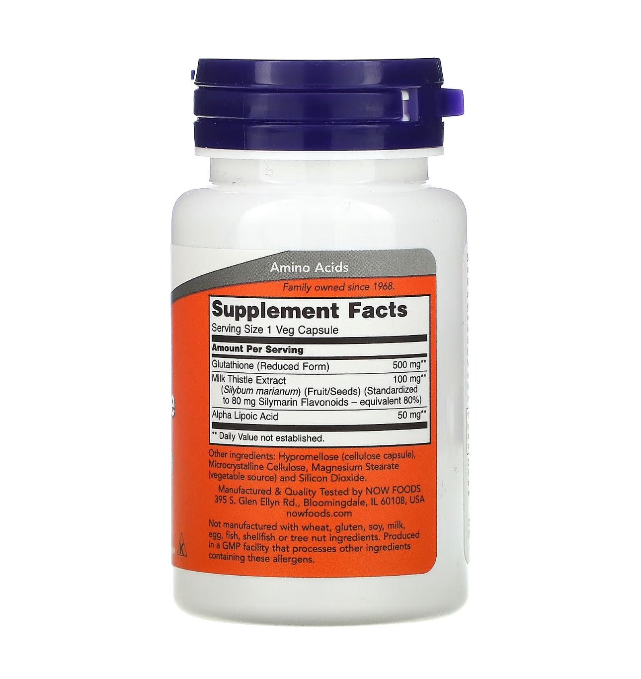 NOW Glutathione 500mg | With Milk Thistle Extract & Alpha Lipoic Acid | Free Radical Neutralizer | 30 Veg Capsules Exp 06/2028 - Ome's Beauty Mart