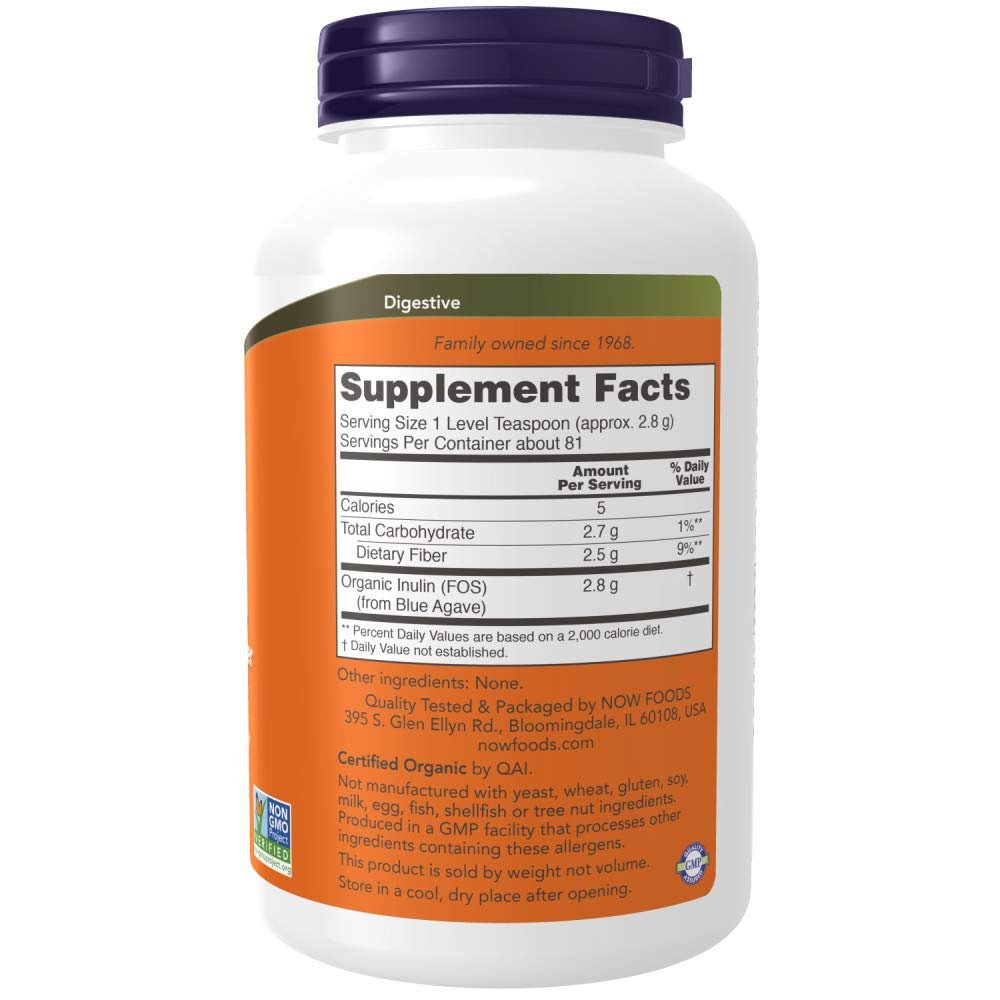 NOW Supplements, Inulin Prebiotic Pure Powder | Intestinal Support | 81 Servings | 8oz/227g Exp 10/2026 - Ome's Beauty Mart