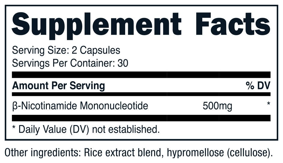 Nutricost β - Nicotinamide Mononucleotide NMN 500mg | Precursor to NAD+ | Promotes DNA Repair | Boosts Brain Function | 60 Capsules Exp 05/2027 - Ome's Beauty Mart