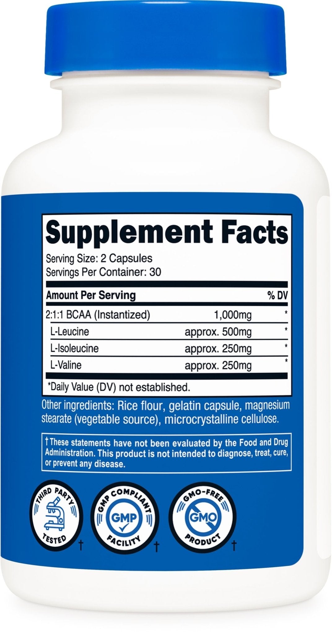 Nutricost BCAA 1000mg 2:1:1 Branched Chain Amino Acids (500mg of L - Leucine, 250mg of L - Isoleucine and L - Valine) | 60 Capsules Exp 08/2027 - Ome's Beauty Mart