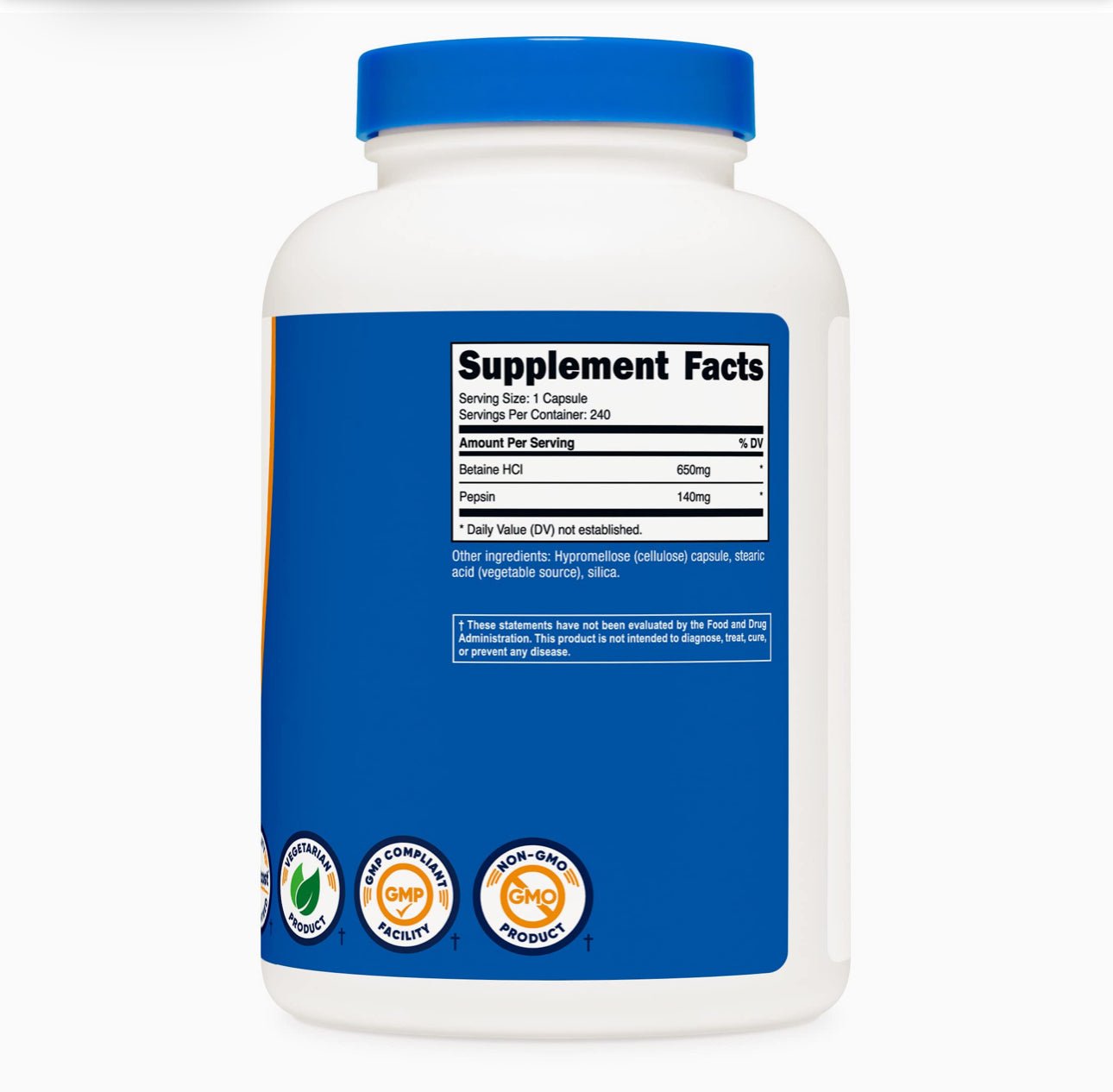 Nutricost Betaine HCl 650mg + Pepsin 140mg | Digestive Health | 240 Capsules Exp 03/2027 - Ome's Beauty Mart