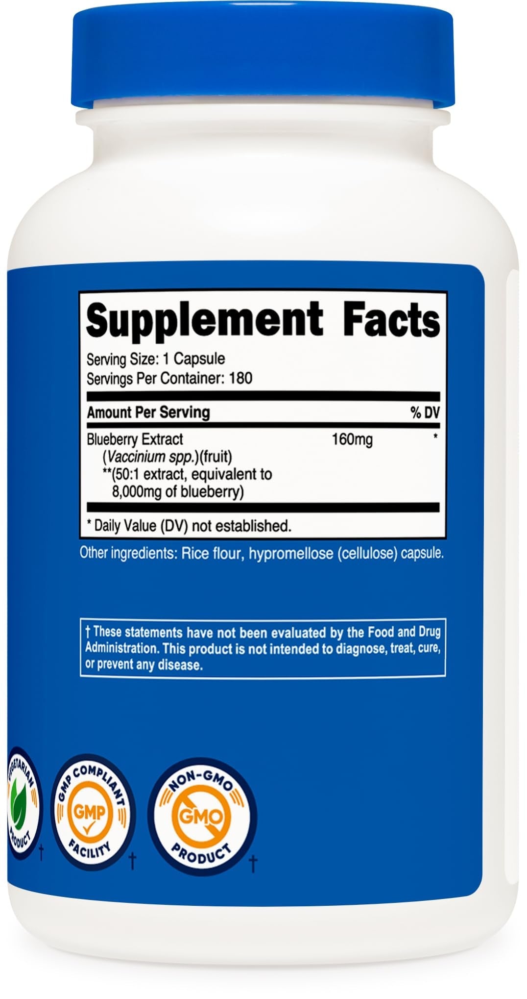 Nutricost Blueberry Extract 8000mg Extra Strength | 160mg 50:1 Extract | 180 Capsules Exp 05/2027 - Ome's Beauty Mart