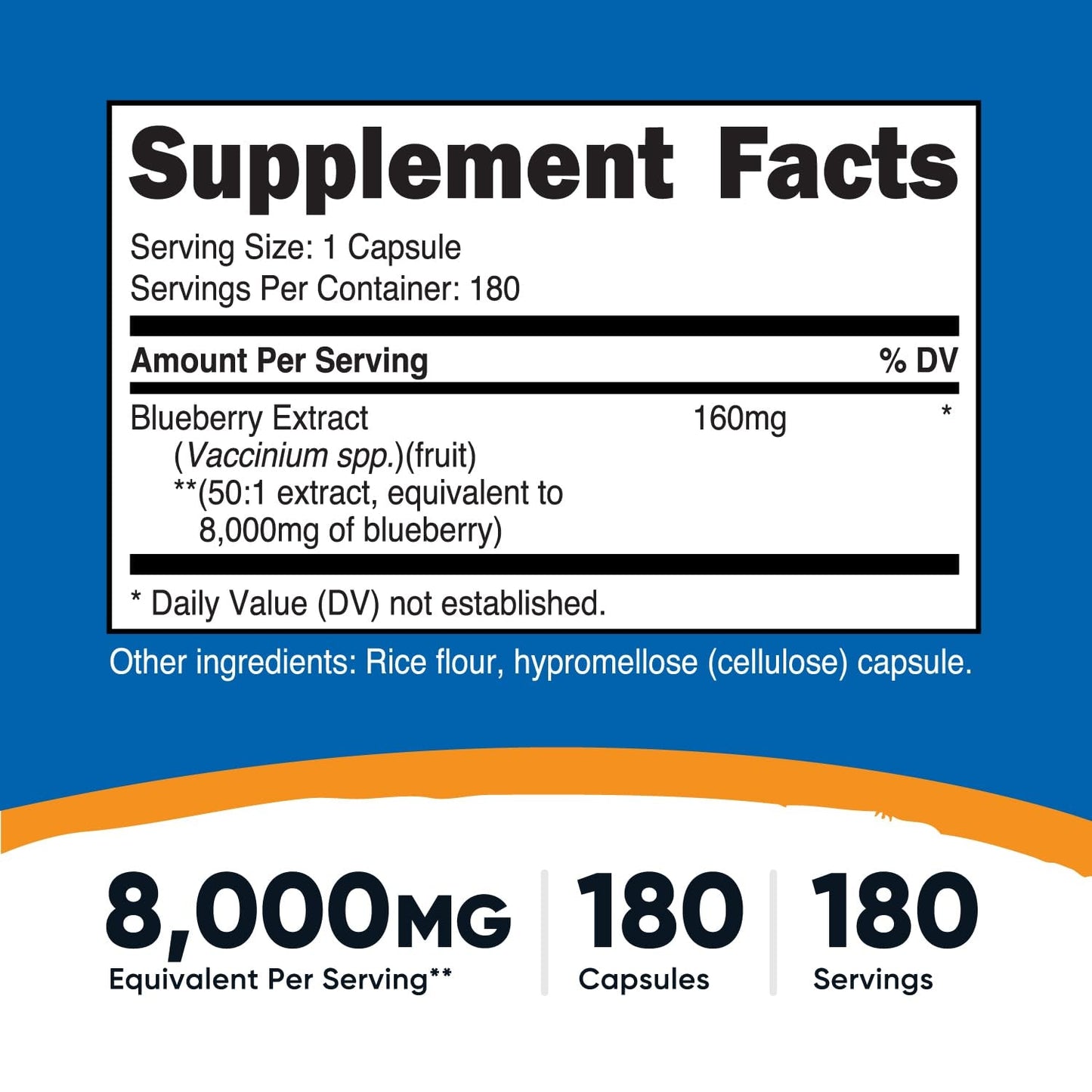 Nutricost Blueberry Extract 8000mg Extra Strength | 160mg 50:1 Extract | 180 Capsules Exp 05/2027 - Ome's Beauty Mart