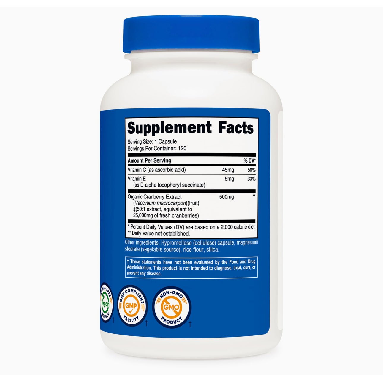 Nutricost Cranberry Extract 25,000mg with Vitamin C 45mg & Vitamin E 5mg | Urinary Tract Health | 120 Capsules Exp 07/2027 - Ome's Beauty Mart