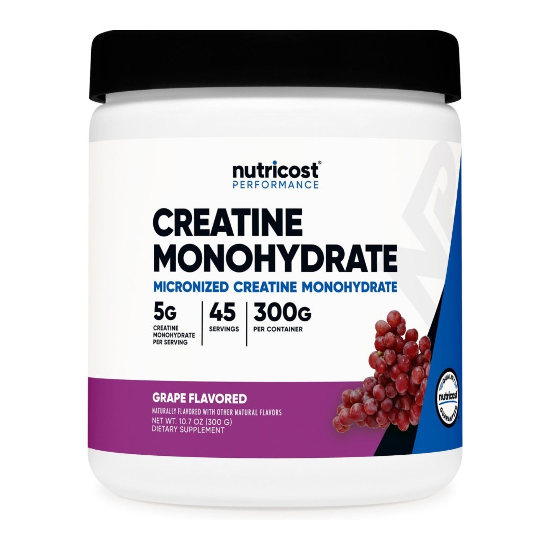 Nutricost Creatine Monohydrate Micronized Powder 5g | 5000mg Per Serving | 45 Servings | For Endurance, Muscle Mass Building & Energy Production | Grape Flavored 10.7oz/300g Exp 07/2027 - Ome's Beauty Mart