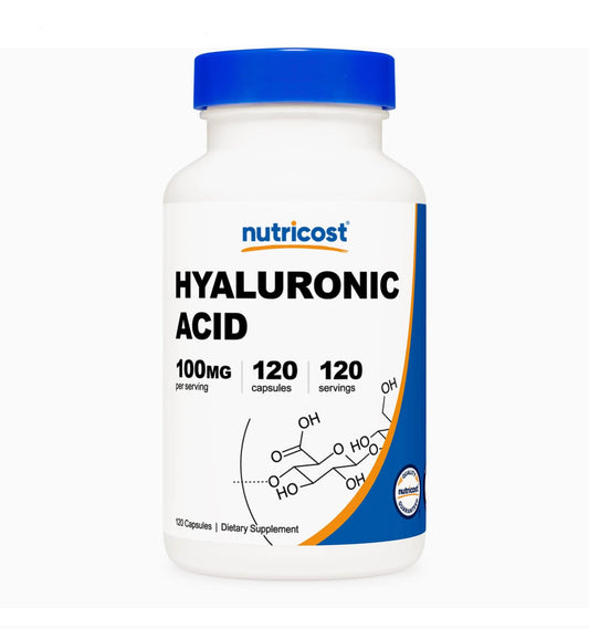 Nutricost Hyaluronic Acid 100mg | 120 Servings | Supports Healthy Connective Tissue and Joints | Promote Youthful Healthy Skin | 120 Capsules Exp 04/2027 - Ome's Beauty Mart