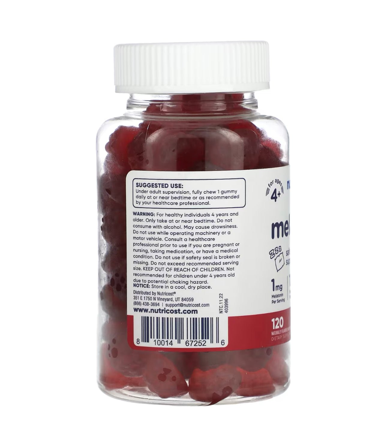 Nutricost Kids Melatonin 1mg | for Ages 4 & Above | Safe, Occasional Sleep Support For Kids | 120 Servings | Natural Flavors , 120 Gummies Exp 09/2027 - Ome's Beauty Mart