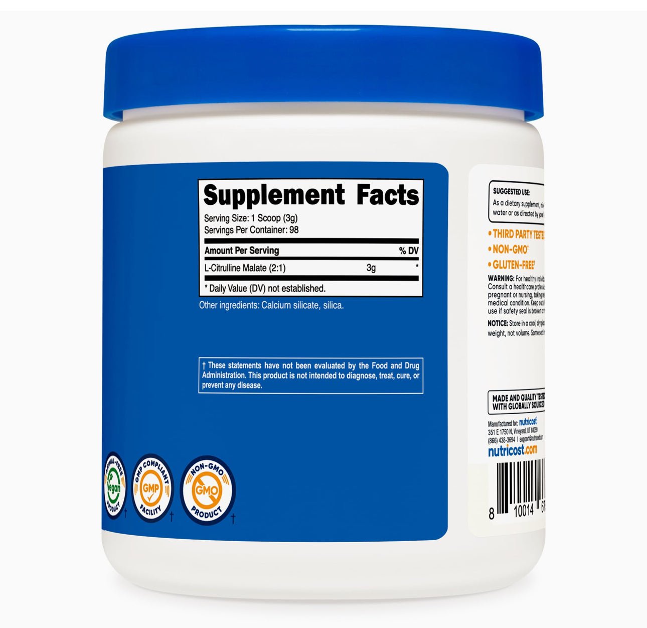 Nutricost L - Citrulline Malate 3g Powder | Supports Protein Metabolism | 98 Servings | Healthy Immune System Function | 10.7oz (300g) Exp 02/2027 - Ome's Beauty Mart