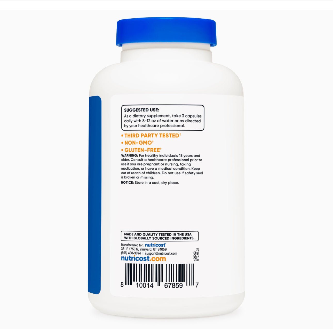 Nutricost Magnesium Taurate 1,500mg | 80 Servings | 240 Capsules Exp 04/2027 - Ome's Beauty Mart