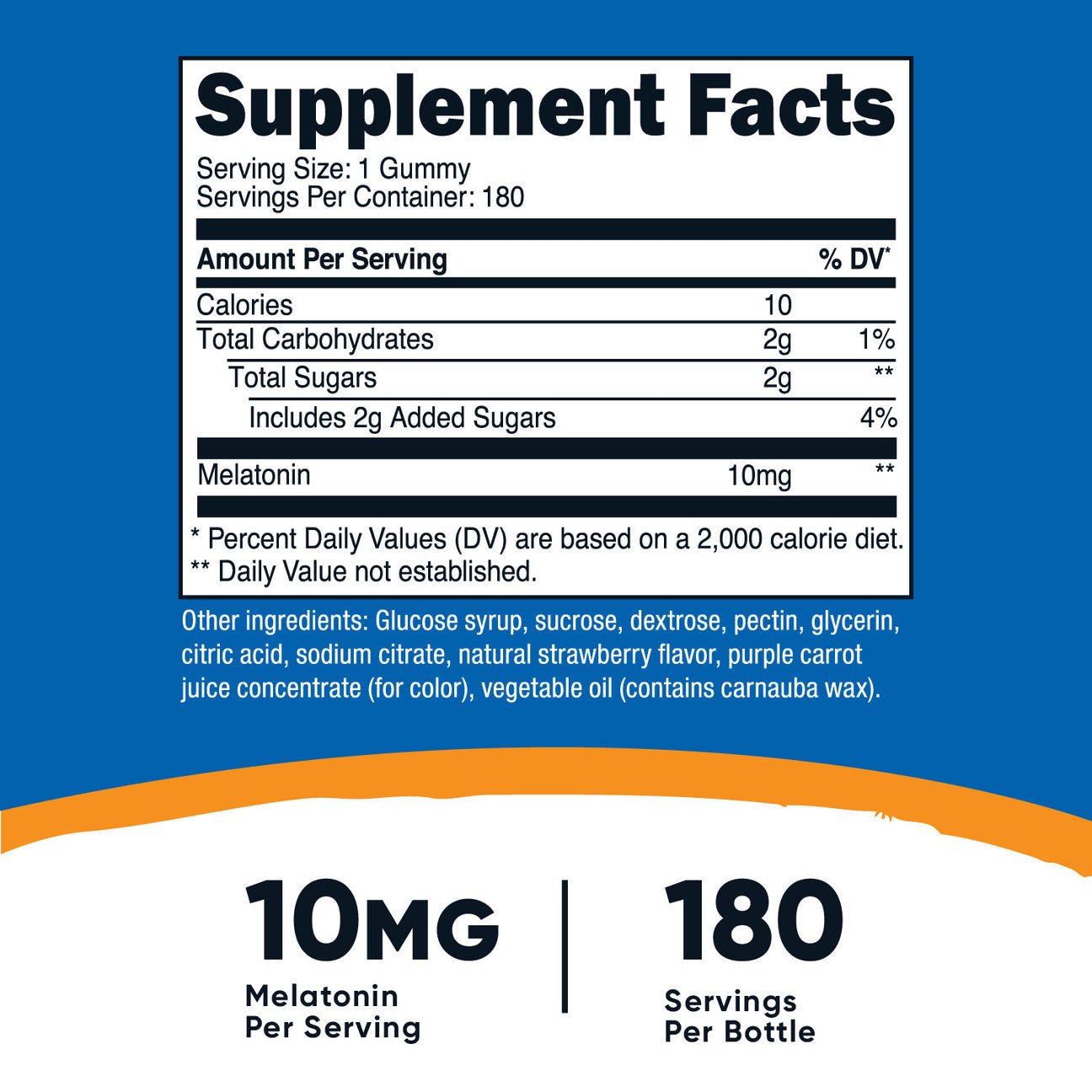 Nutricost Melatonin 10mg | 100% Drug - free Sleep Aid | 10mg per Gummy | 180 Gummies Exp 07/2027 - Ome's Beauty Mart