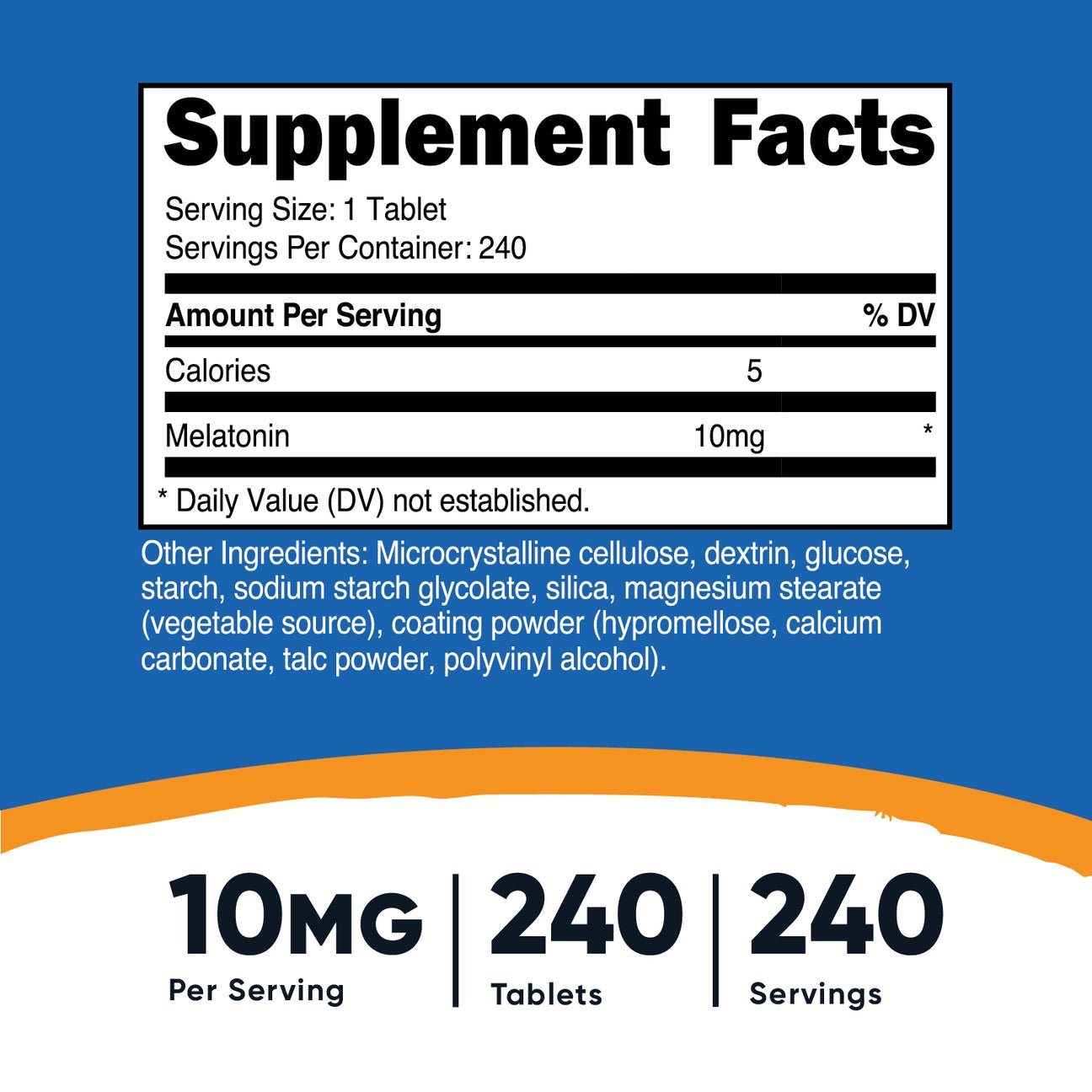 Nutricost Melatonin 10mg | 100% Drug - free Sleep Aid | 240 Tablets Exp 07/2027 - Ome's Beauty Mart