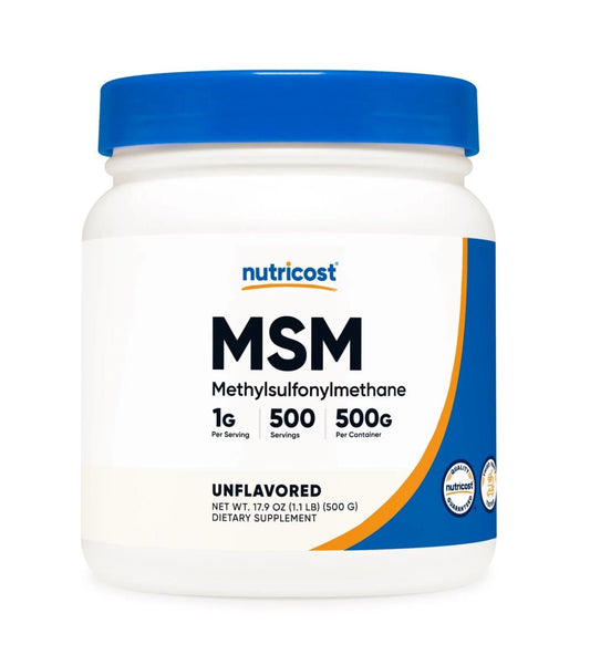 Nutricost Methylsulfonylmethane - MSM Powder 1g (1000mg) | 1g per Serving | 500 Servings | 17.9oz /500g Exp 12/2026 - Ome's Beauty Mart