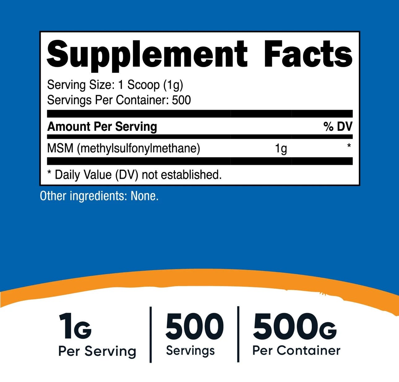 Nutricost Methylsulfonylmethane - MSM Powder 1g (1000mg) | 1g per Serving | 500 Servings | 17.9oz /500g Exp 12/2026 - Ome's Beauty Mart