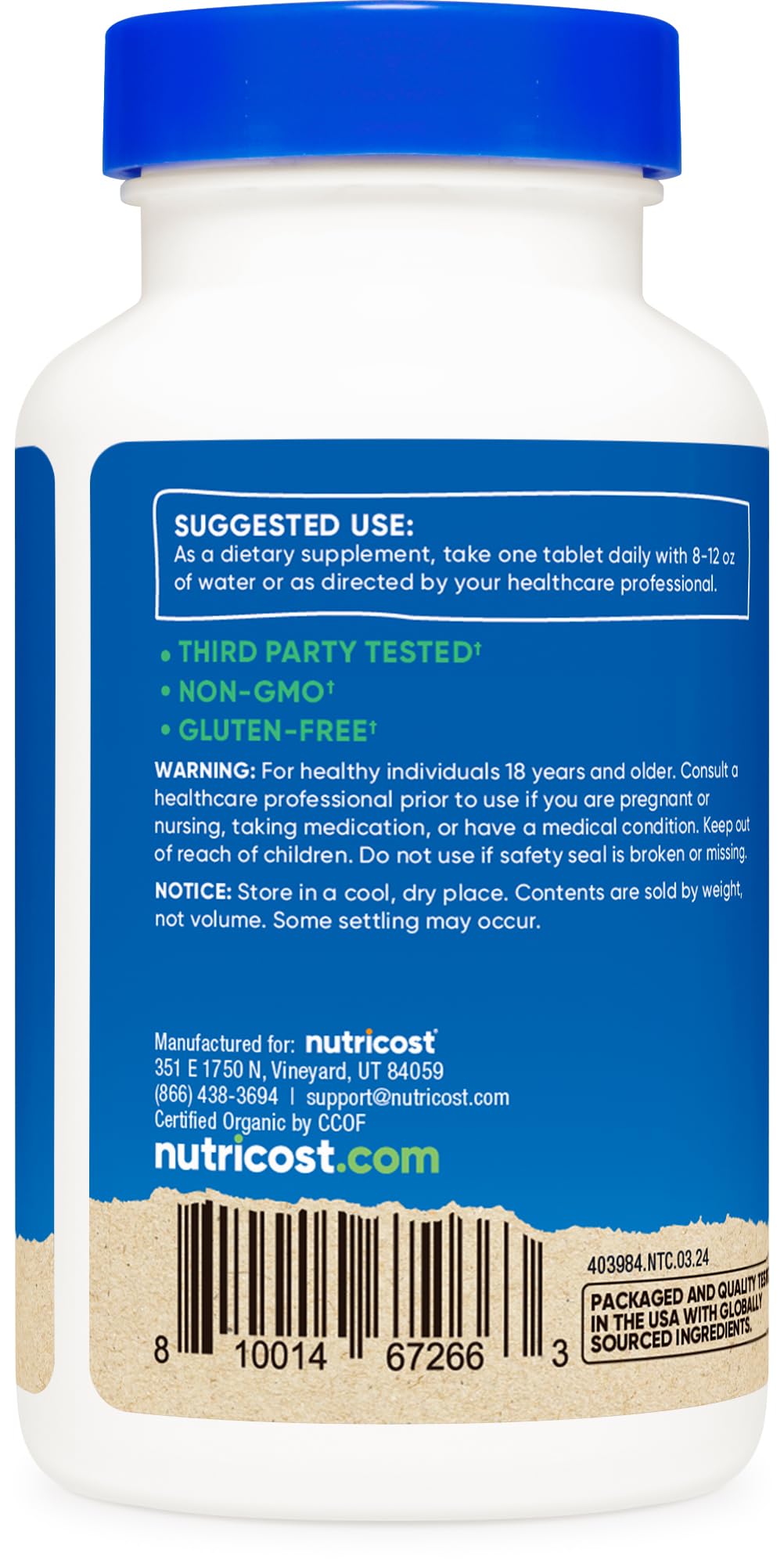 Nutricost Organic Spirulina 500mg, 240 Tablets Exp 04/2027 - Ome's Beauty Mart