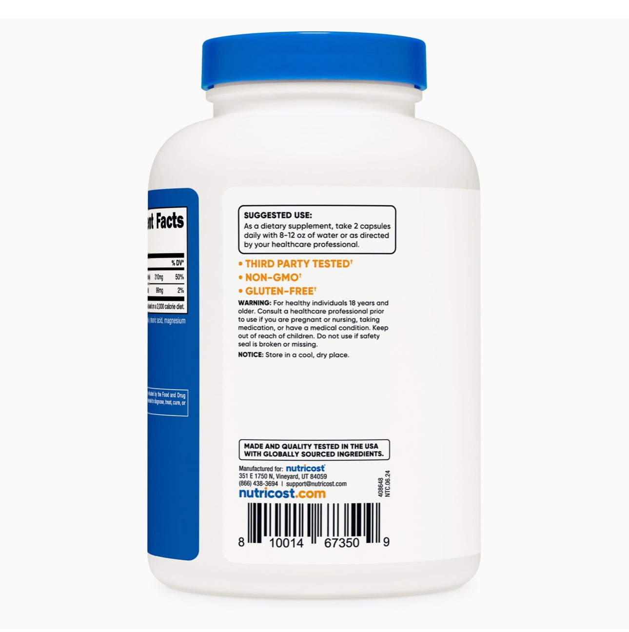 Nutricost Potassium 99mg + Magnesium Citrate 210mg - 240 Capsules Exp 6/2027 - Ome's Beauty Mart