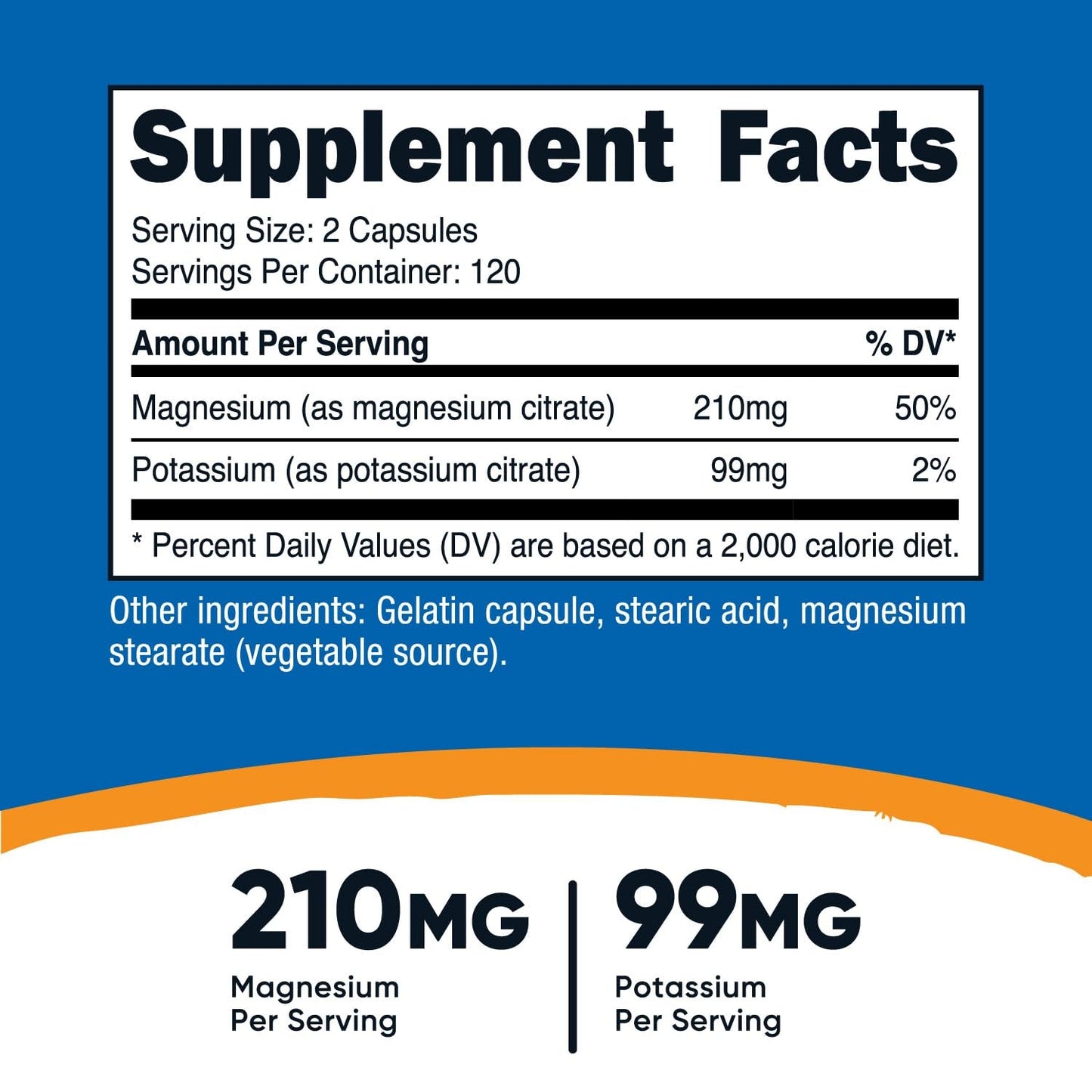 Nutricost Potassium 99mg + Magnesium Citrate 210mg - 240 Capsules Exp 6/2027 - Ome's Beauty Mart