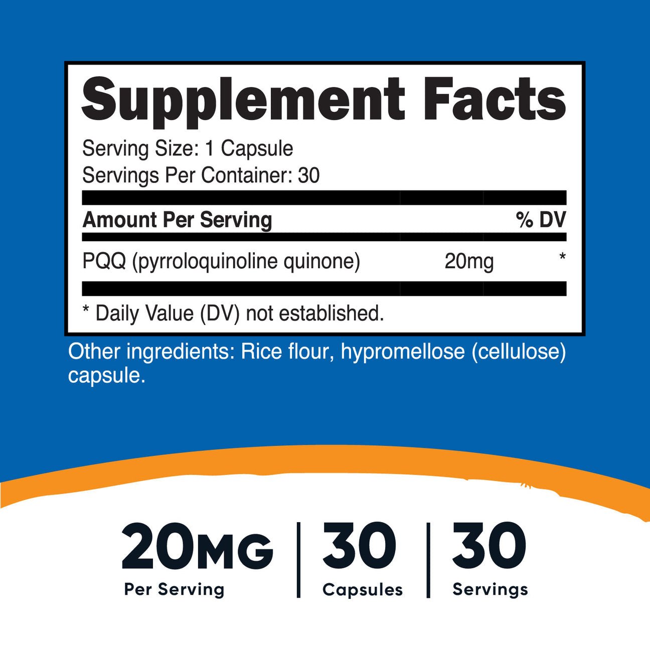 Nutricost PyrroloQuinoline Quinone PQQ 20mg - 30 Capsules Exp 04/2027 - Ome's Beauty Mart