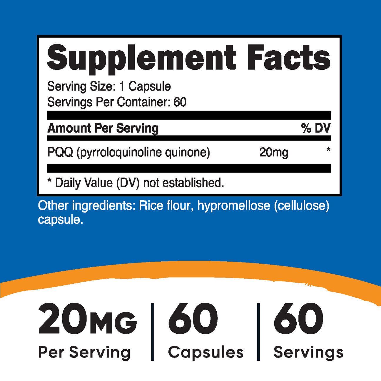 Nutricost PyrroloQuinoline Quinone PQQ 20mg - 60 Capsules Exp 01/2027 - Ome's Beauty Mart