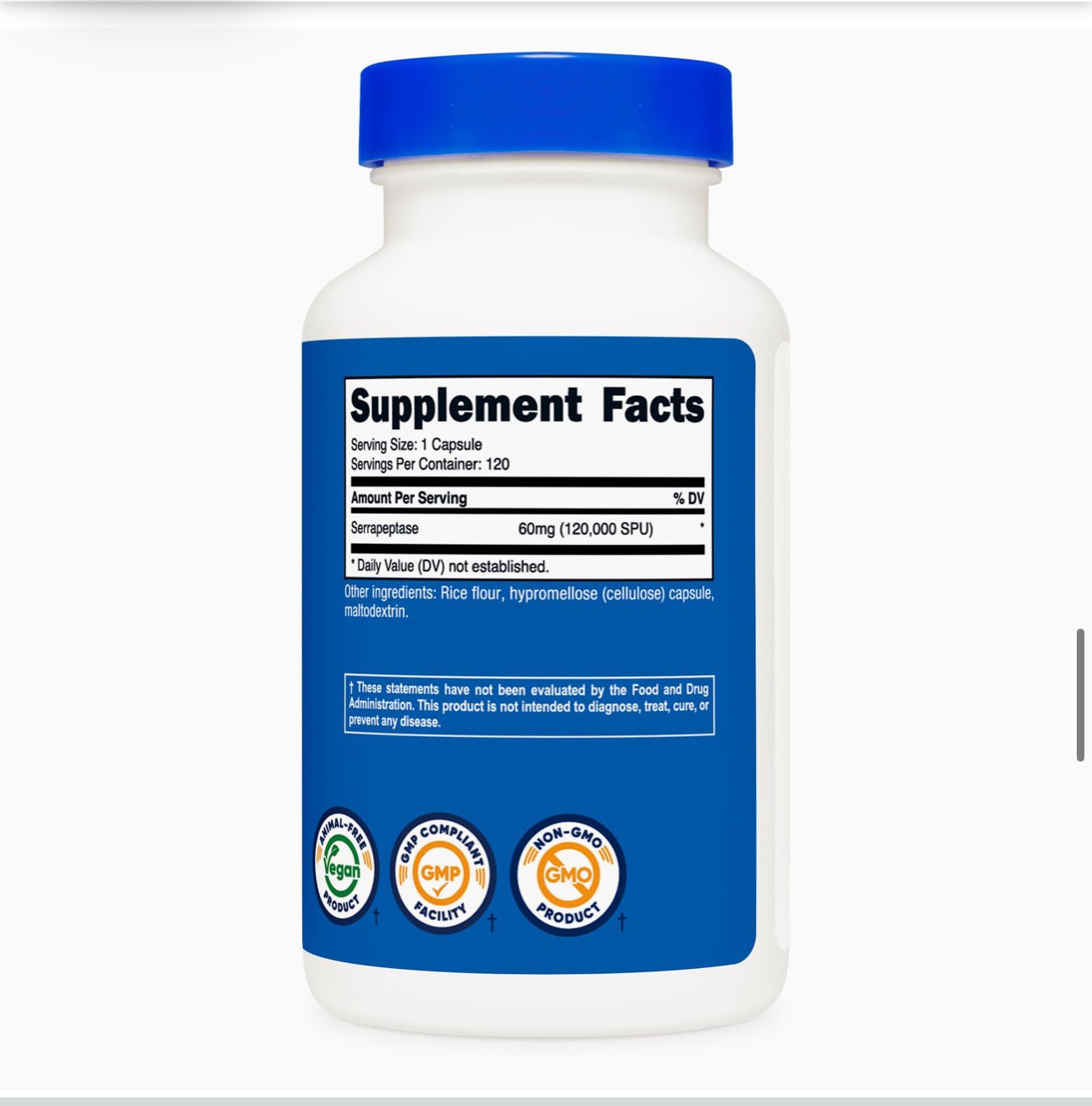 Nutricost Serrapeptase 120,000 SPU | 120,000 per Capsule | 120 Servings | 120 Capsules Exp 07/2027 - Ome's Beauty Mart