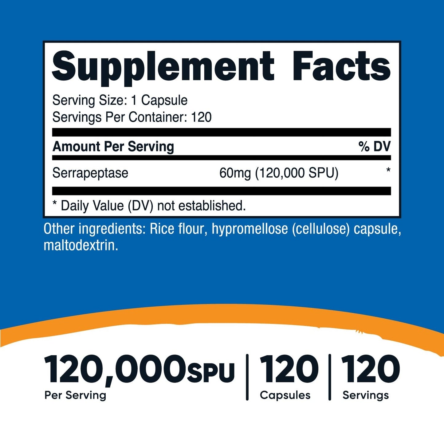 Nutricost Serrapeptase 120,000 SPU | 120,000 per Capsule | 120 Servings | 120 Capsules Exp 07/2027 - Ome's Beauty Mart
