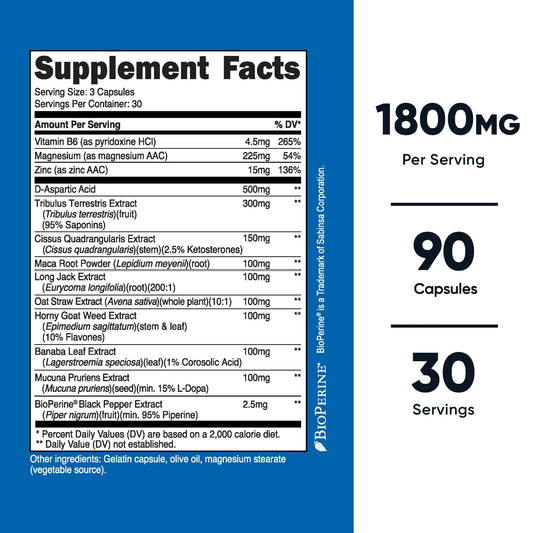 Nutricost Testosterone Complex - 90 Capsules Exp 05/2027 - Ome's Beauty Mart