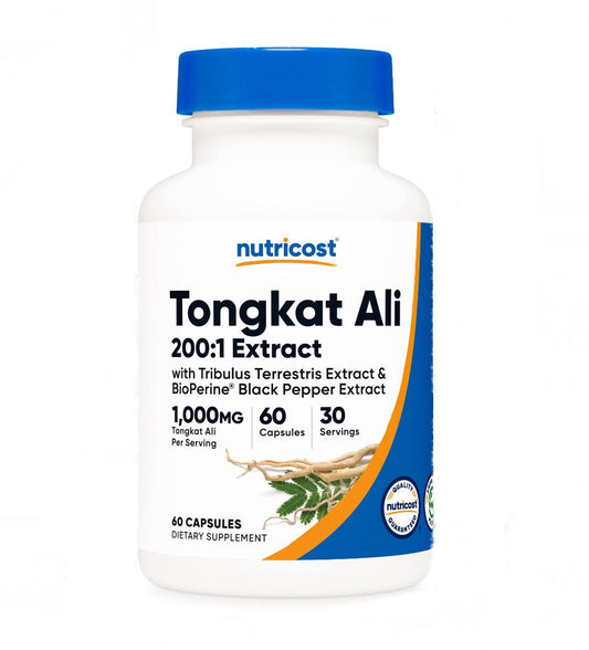 Nutricost Tongkat Ali Complex 500mg with Tribulus Terrestris & Bioperine Extract | Supports Sexual Drive and Libido | Enhances Energy, Endurance and Stamina | 60 Capsules Exp 07/2027 - Ome's Beauty Mart