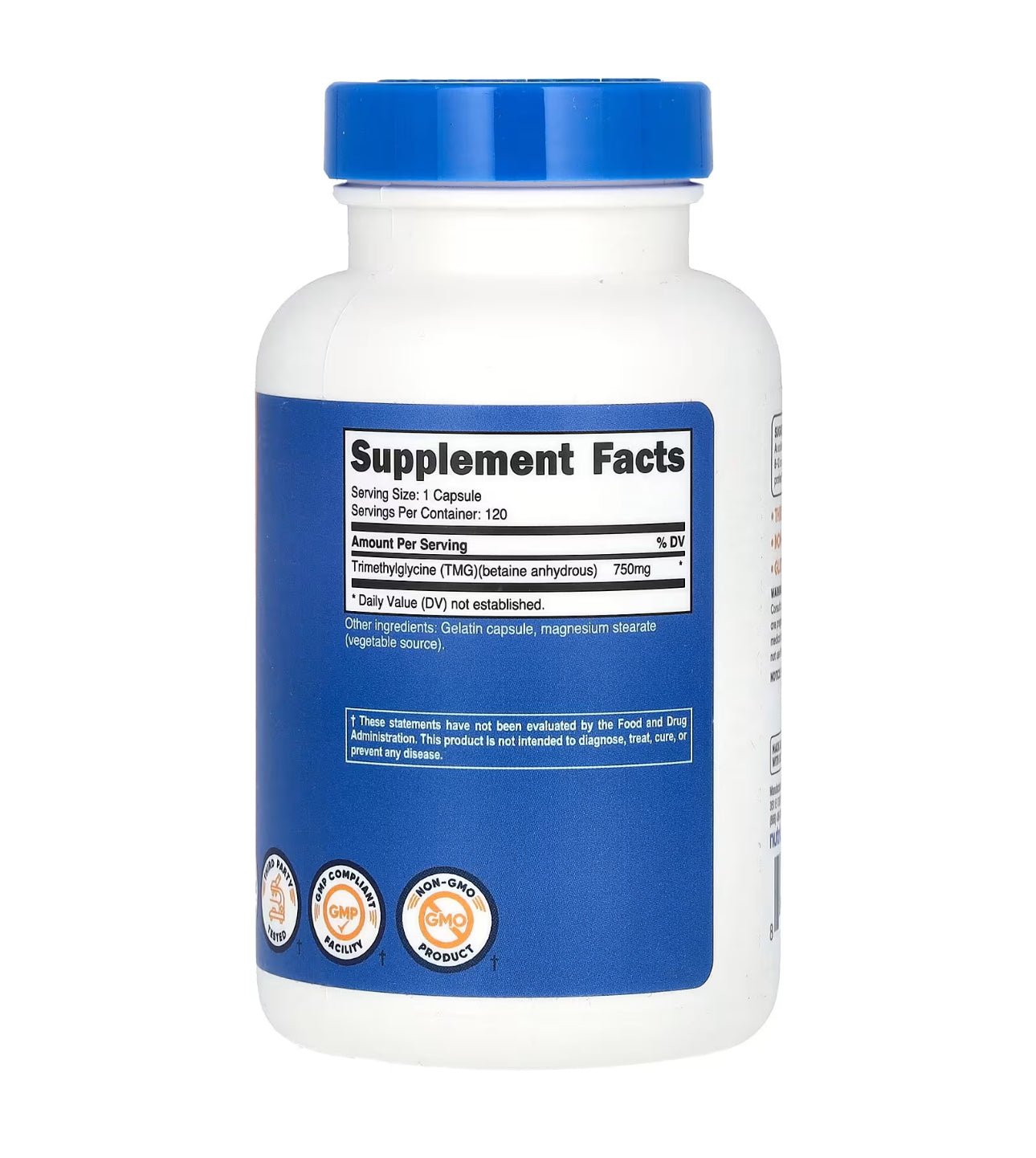 Nutricost Trimethylglycine TMG 750mg | Supports Healthy Liver Function, Detoxification & Normal Homocysteine Levels | 120 Servings | 120 Capsules Exp 05/2027 - Ome's Beauty Mart