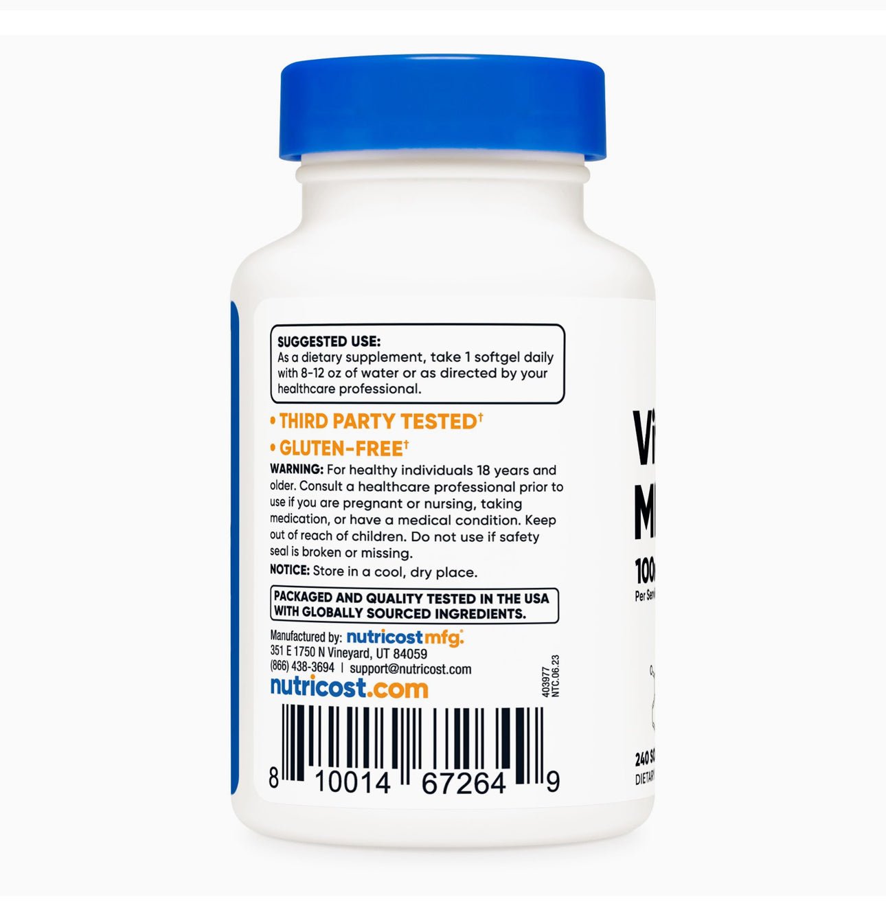 Nutricost Vitamin K2 MK-7 100 mcg | 240 Servings | 240 Softgels Exp 02/2027 - Ome's Beauty Mart