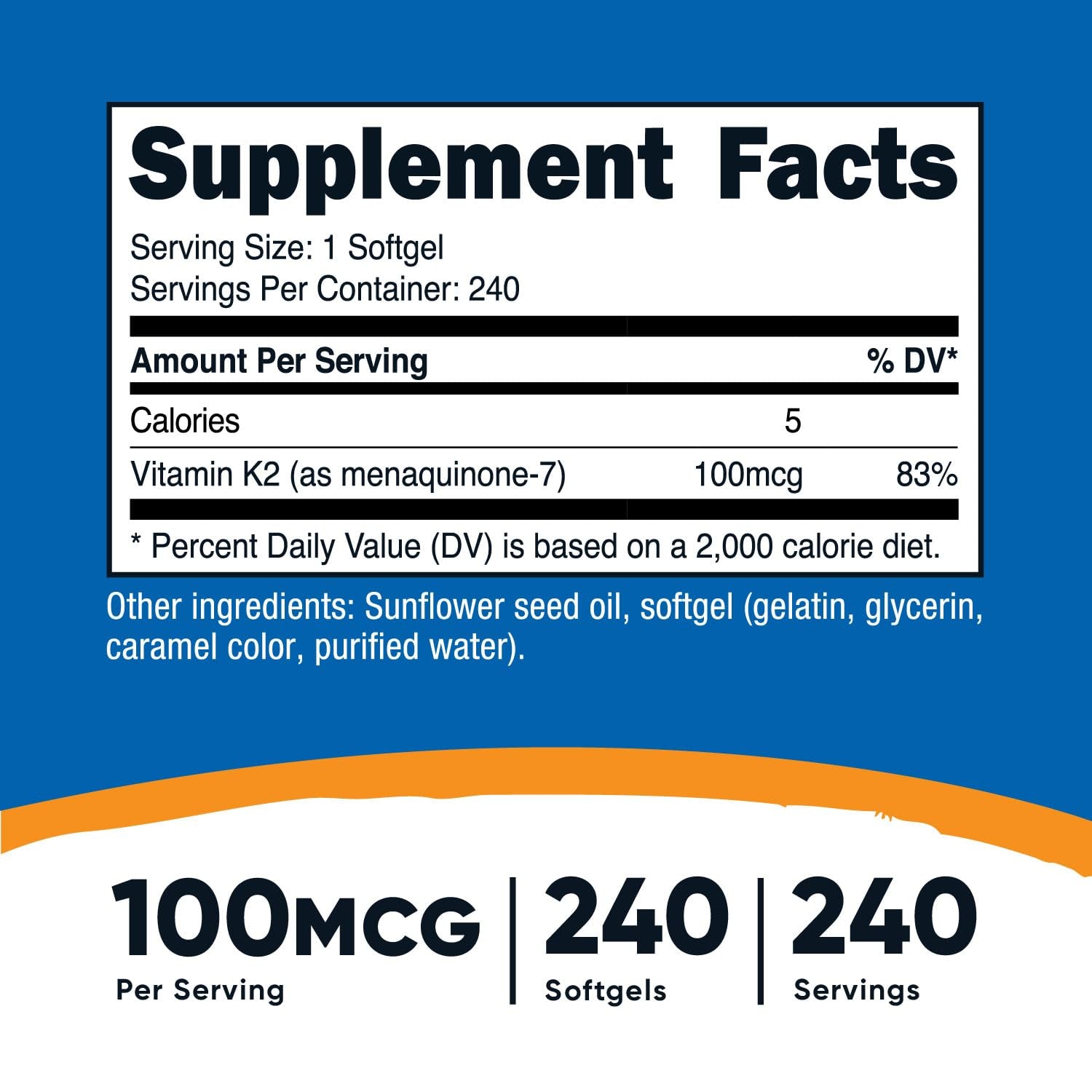 Nutricost Vitamin K2 MK-7 100 mcg | 240 Servings | 240 Softgels Exp 02/2027 - Ome's Beauty Mart