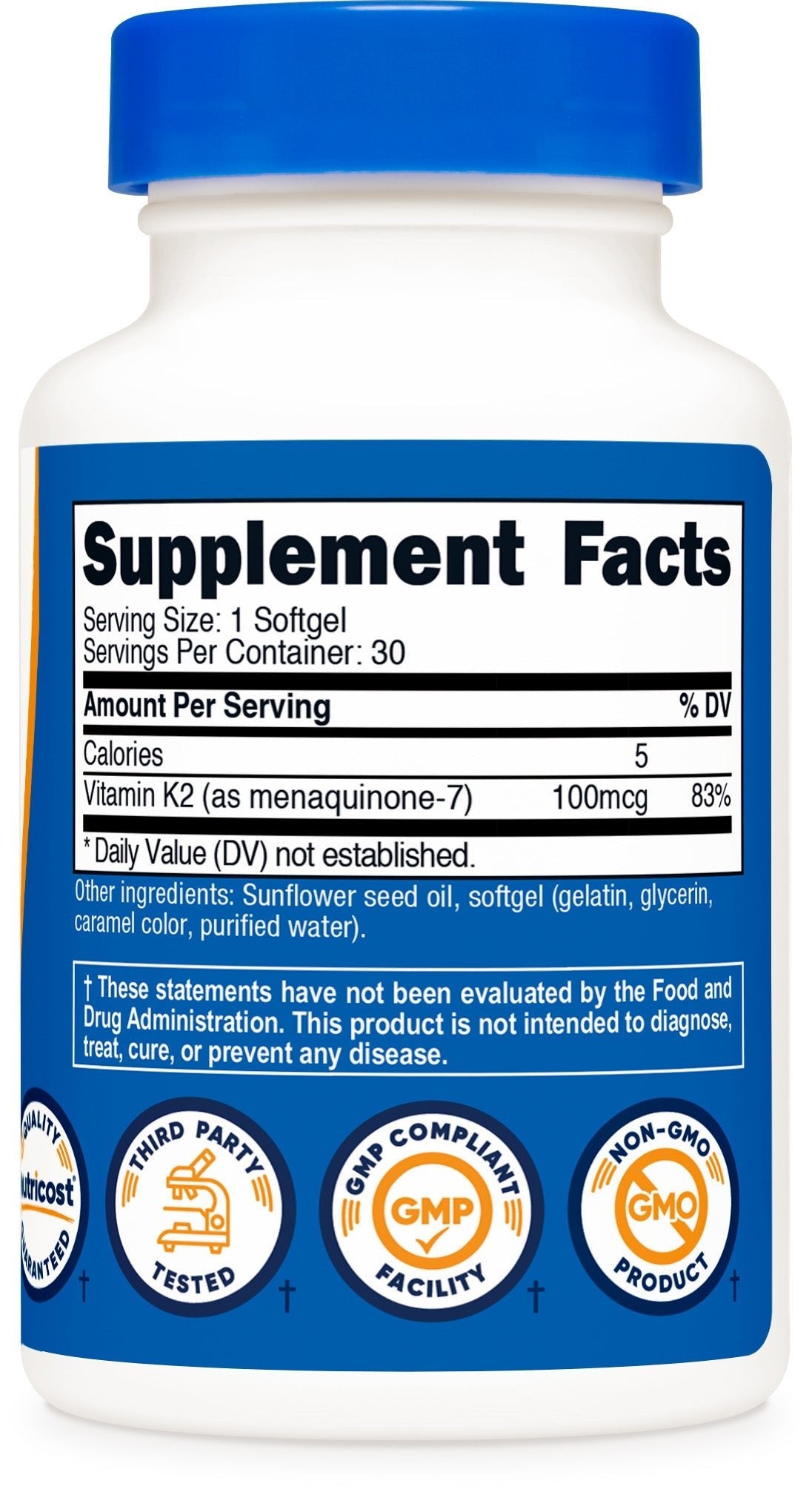 Nutricost Vitamin K2 MK - 7 100 mcg | 30 Servings | 30 Softgels Exp 07/2027 - Ome's Beauty Mart